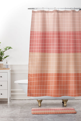 Hello Twiggs Peachy Stripes Shower Curtain And Mat