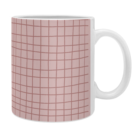 Hello Twiggs Pink Grid Coffee Mug