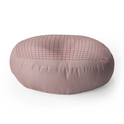 Hello Twiggs Pink Grid Floor Pillow Round