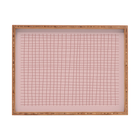 Hello Twiggs Pink Grid Rectangular Tray