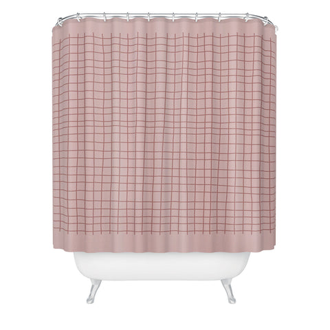 Hello Twiggs Pink Grid Shower Curtain