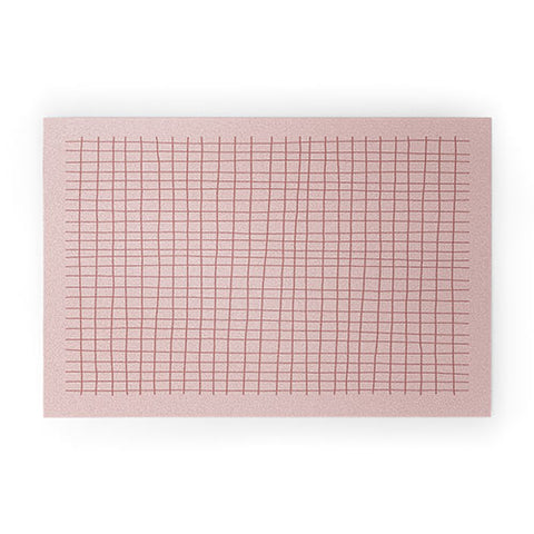 Hello Twiggs Pink Grid Welcome Mat