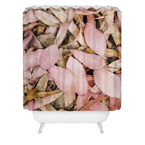 Hello Twiggs Pink Leaves Shower Curtain