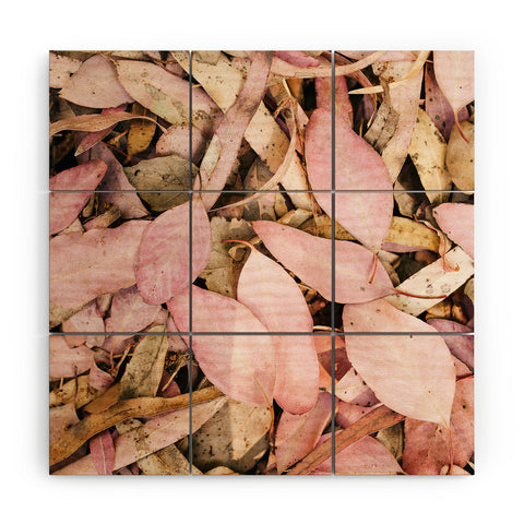 Hello Twiggs Pink Leaves Wood Wall Mural