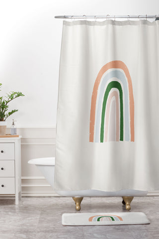 Hello Twiggs Pink Rainbow Shower Curtain And Mat