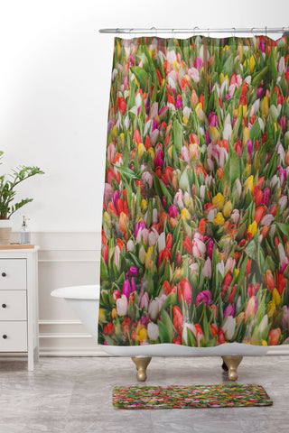 Hello Twiggs Rainbow Tulips Shower Curtain And Mat