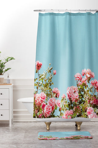 Hello Twiggs Roses are Pink Shower Curtain And Mat