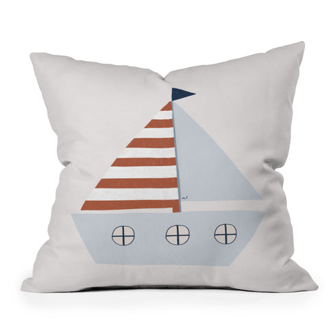 Hello Twiggs Sailing Boat Throw Pillow