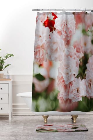 Hello Twiggs Soft Pink Roses Shower Curtain And Mat