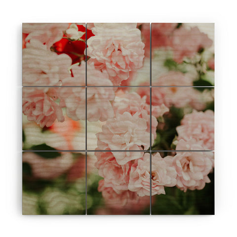 Hello Twiggs Soft Pink Roses Wood Wall Mural