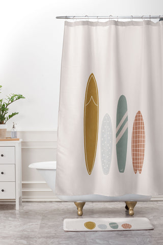 Hello Twiggs Summer Surfboards Shower Curtain And Mat