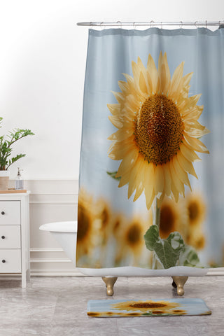 Hello Twiggs Sunflower in Seville Shower Curtain And Mat