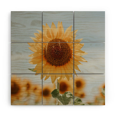 Hello Twiggs Sunflower in Seville Wood Wall Mural