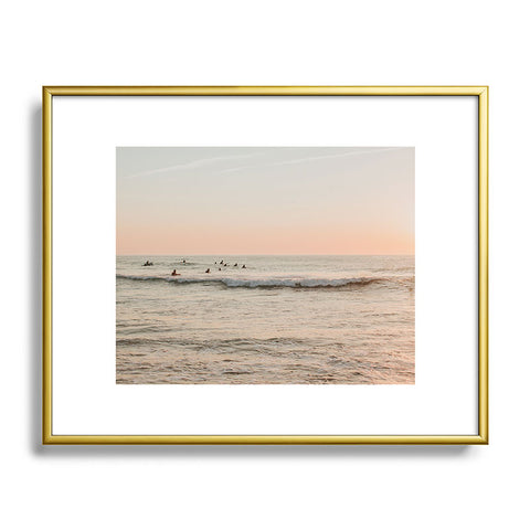 Hello Twiggs Sunset Surfing Metal Framed Art Print