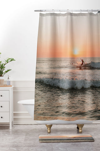 Hello Twiggs Surfers Wave Shower Curtain And Mat