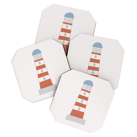 Hello Twiggs The Red Stripes Lighthouse Coaster Set