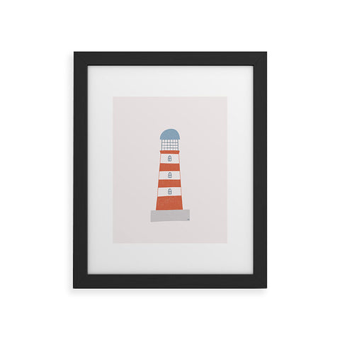 Hello Twiggs The Red Stripes Lighthouse Framed Art Print