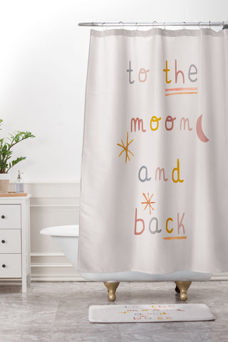 Hello Twiggs To the Moon and Back Shower Curtain And Mat