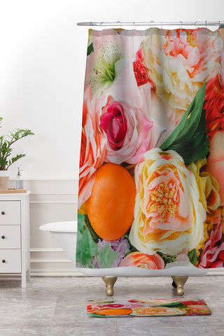 Hello Twiggs Tropical Flowers Shower Curtain And Mat