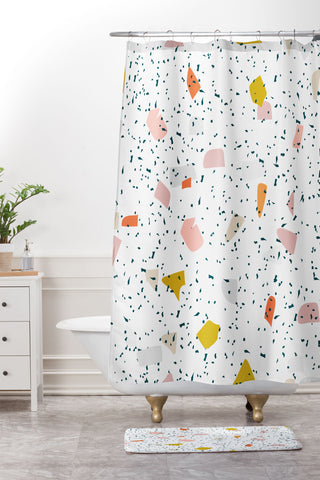 Hello Twiggs Tropical Terrazzo Shower Curtain And Mat
