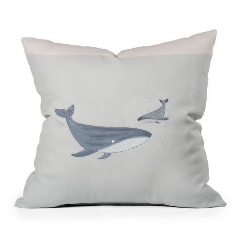 Hello Twiggs Two Whales Throw Pillow