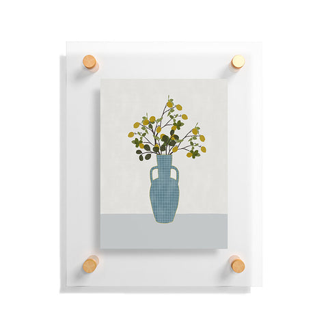 Hello Twiggs Vase with Lemon Tree Branches Floating Acrylic Print