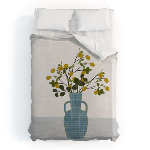 Hello Twiggs Vase with Lemon Tree Branches Duvet Cover