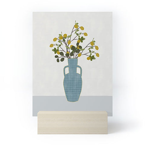 Hello Twiggs Vase with Lemon Tree Branches Mini Art Print