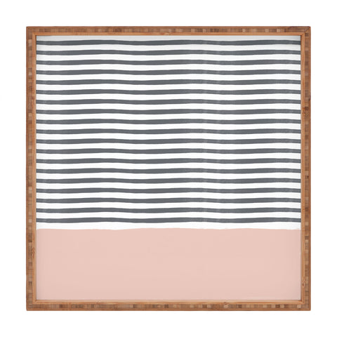 Hello Twiggs Watercolor Stripes Blush Square Tray