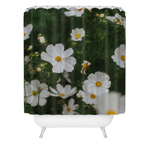 Hello Twiggs White Cosmos Shower Curtain