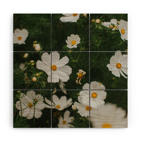 Hello Twiggs White Cosmos Wood Wall Mural