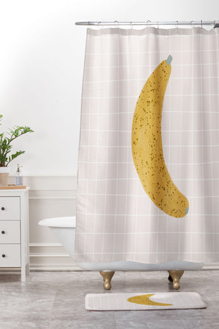Hello Twiggs Yellow Banana Shower Curtain And Mat