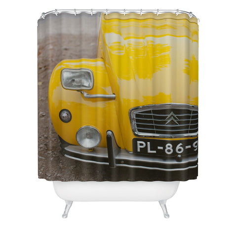 Hello Twiggs Yellow Car Shower Curtain