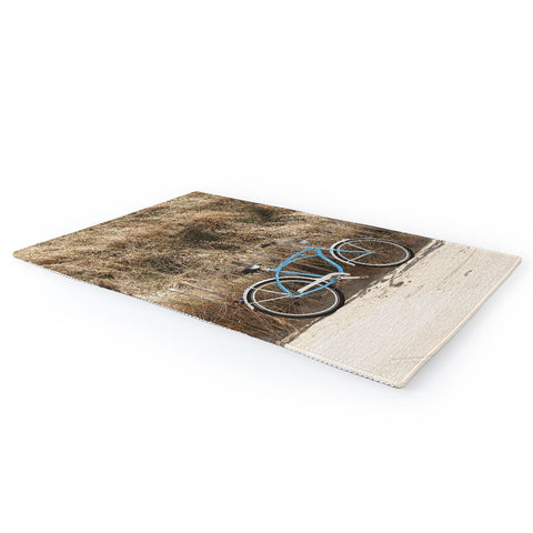 Henrike Schenk - Travel Photography Blue Beach Bike In Holland Photo Dutch Grass Dunes Summer Holiday Area Rug