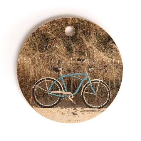 Henrike Schenk - Travel Photography Blue Beach Bike In Holland Photo Dutch Grass Dunes Summer Holiday Cutting Board Round