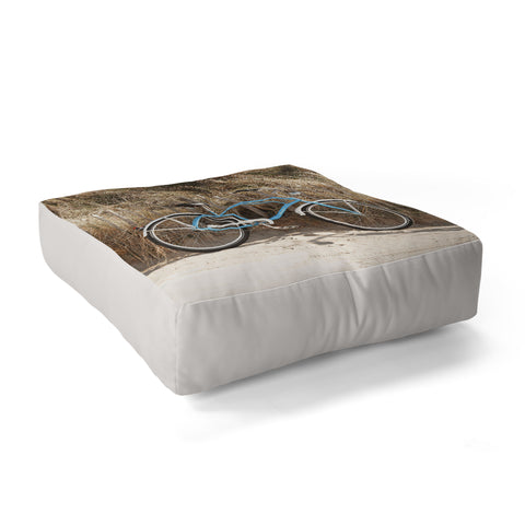 Henrike Schenk - Travel Photography Blue Beach Bike In Holland Photo Dutch Grass Dunes Summer Holiday Floor Pillow Square