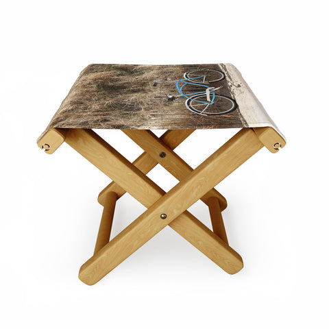 Henrike Schenk - Travel Photography Blue Beach Bike In Holland Photo Dutch Grass Dunes Summer Holiday Folding Stool