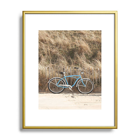 Henrike Schenk - Travel Photography Blue Beach Bike In Holland Photo Dutch Grass Dunes Summer Holiday Metal Framed Art Print