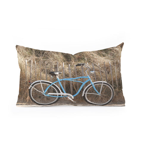 Henrike Schenk - Travel Photography Blue Beach Bike In Holland Photo Dutch Grass Dunes Summer Holiday Oblong Throw Pillow