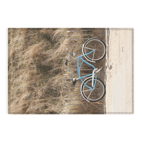 Henrike Schenk - Travel Photography Blue Beach Bike In Holland Photo Dutch Grass Dunes Summer Holiday Outdoor Rug