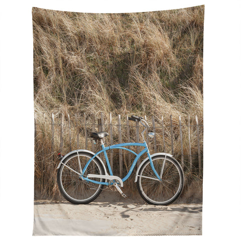 Henrike Schenk - Travel Photography Blue Beach Bike In Holland Photo Dutch Grass Dunes Summer Holiday Tapestry