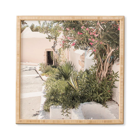 Henrike Schenk - Travel Photography Greece Summer Scenery With Plants Photo White Island Architecture Framed Wall Art