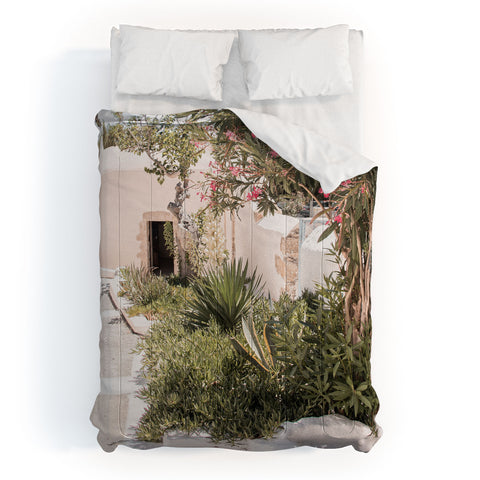 Henrike Schenk - Travel Photography Greece Summer Scenery With Plants Photo White Island Architecture Comforter