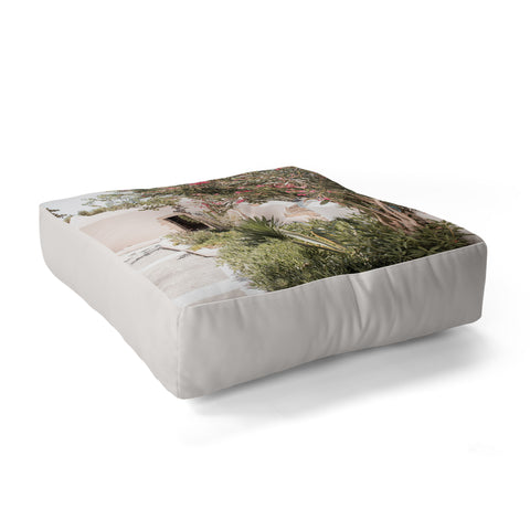 Henrike Schenk - Travel Photography Greece Summer Scenery With Plants Photo White Island Architecture Floor Pillow Square