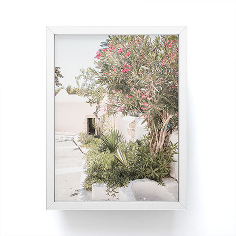 Henrike Schenk - Travel Photography Greece Summer Scenery With Plants Photo White Island Architecture Framed Mini Art Print