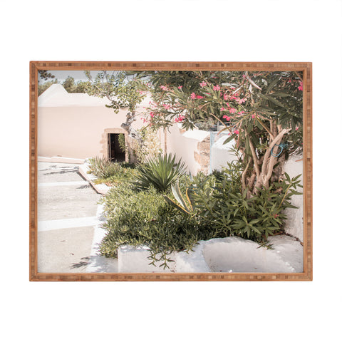 Henrike Schenk - Travel Photography Greece Summer Scenery With Plants Photo White Island Architecture Rectangular Tray