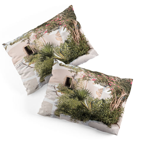 Henrike Schenk - Travel Photography Greece Summer Scenery With Plants Photo White Island Architecture Pillow Shams