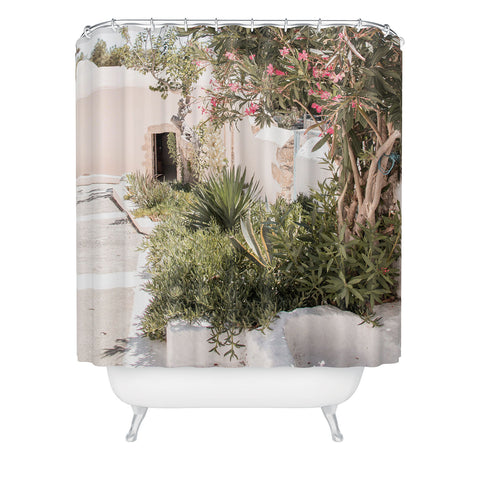 Henrike Schenk - Travel Photography Greece Summer Scenery With Plants Photo White Island Architecture Shower Curtain