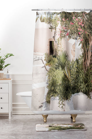 Henrike Schenk - Travel Photography Greece Summer Scenery With Plants Photo White Island Architecture Shower Curtain And Mat