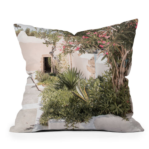 Henrike Schenk - Travel Photography Greece Summer Scenery With Plants Photo White Island Architecture Throw Pillow